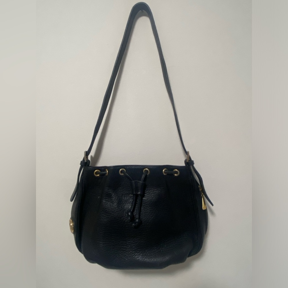 Nicole Miller Black Leather Shoulder/Body Bag